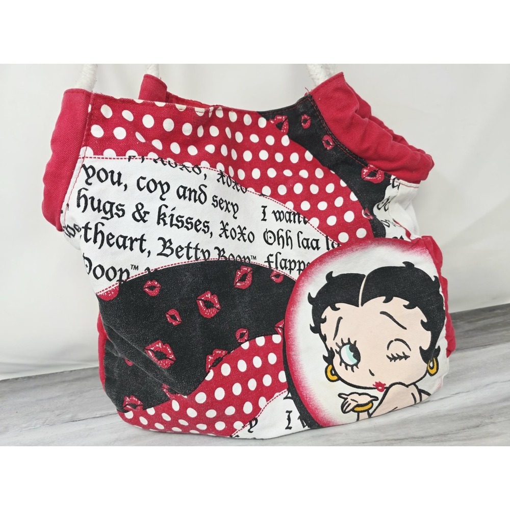 Betty Boop Y2K vtg Bag XOXo‎ Print Purse Retro Tote Bag School Shoulder - Picture 2 of 9